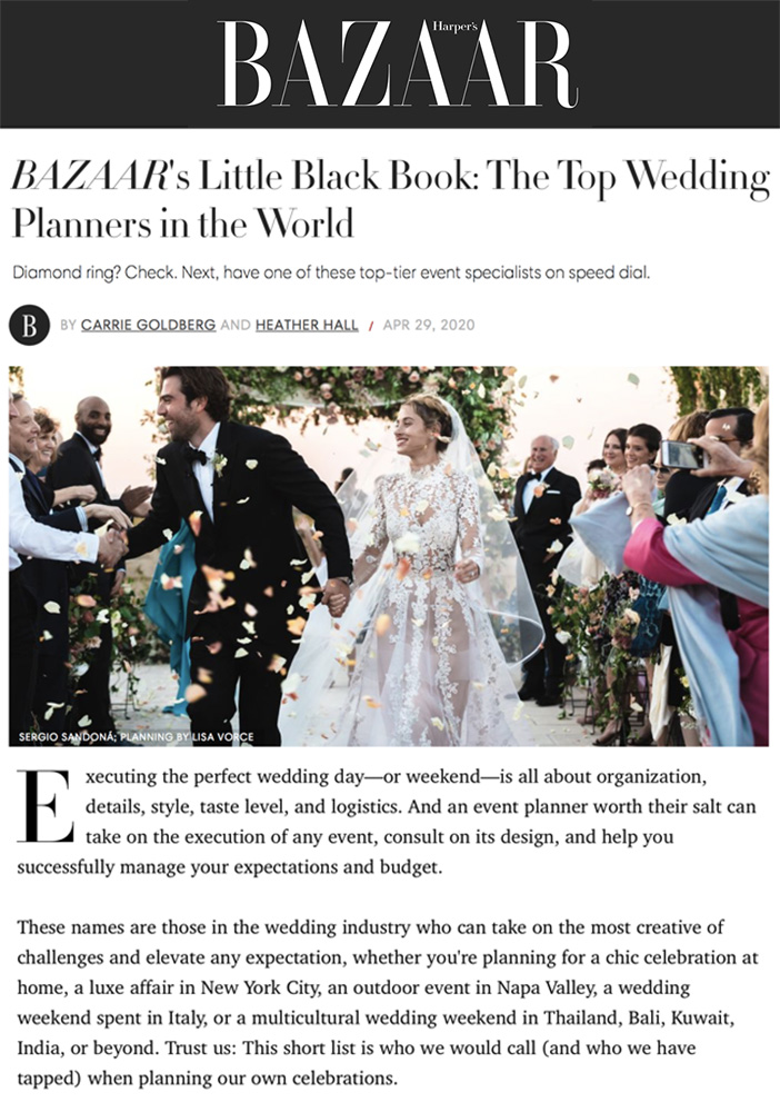 Top Wedding Planners in the World — Harper’s Bazaar, Sugokuii Events